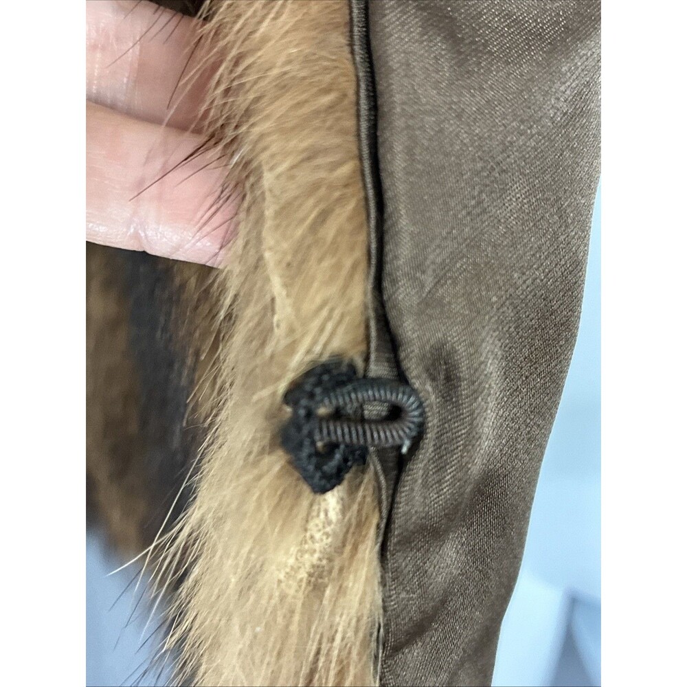 Vtg Maas Brothers Florida Brown Fur Cropped Coat Stole Small Mob Wife FLAWS READ - Picture 10 of 16